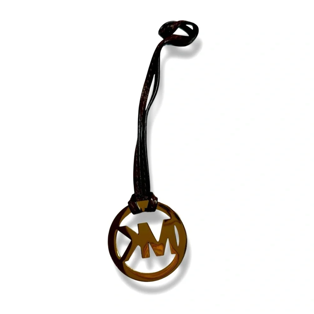 Michael Kors Logo Bag Charm With Brown Leather Loop